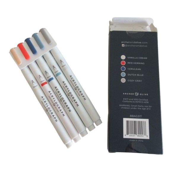 New Archer and Olive Sweater Weather Square Notebook & Acrylograph Pens - Picture 11 of 14